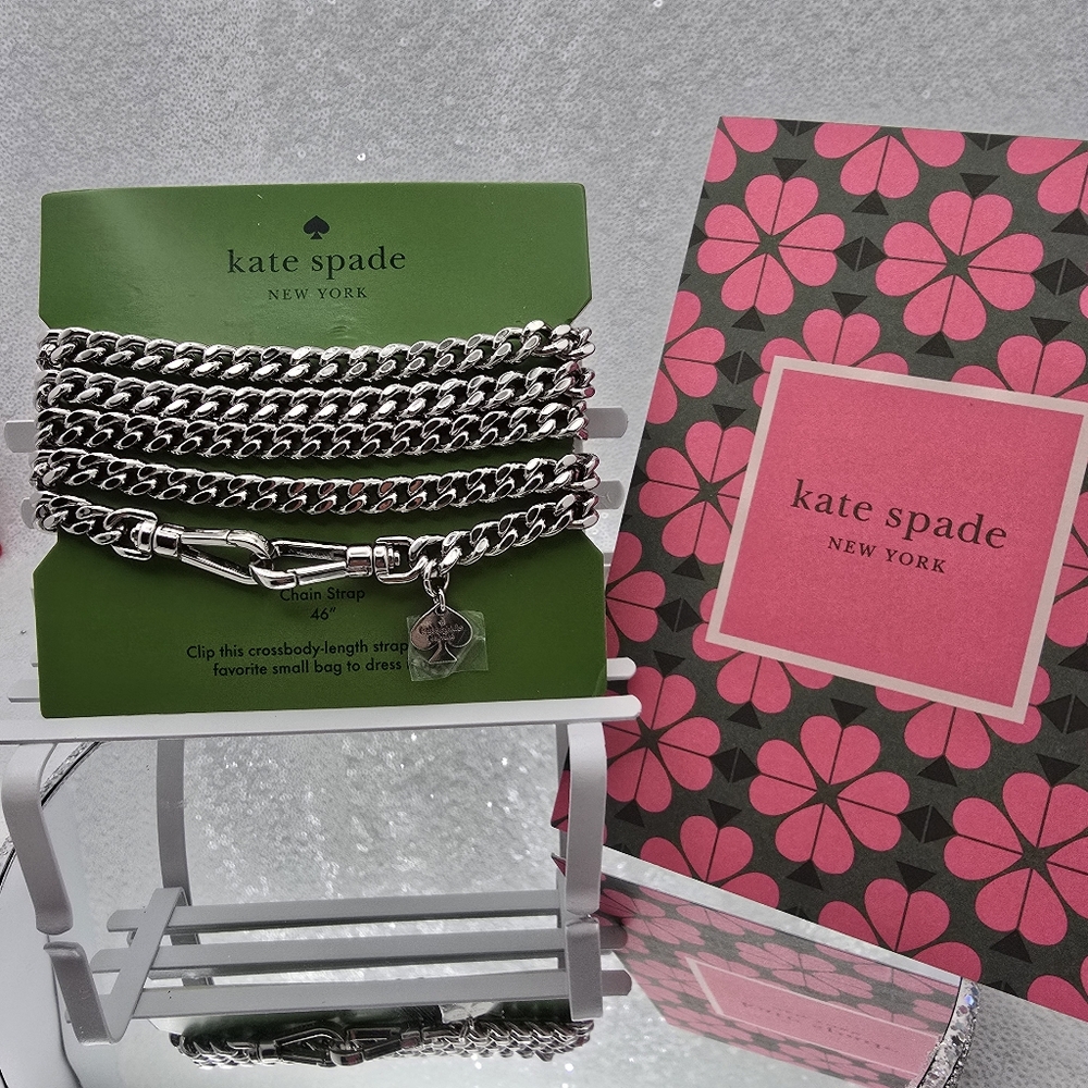 Kate Spade Curb Link Chain Replacement Strap Silvertone 46.8" Shoulder Crossbody